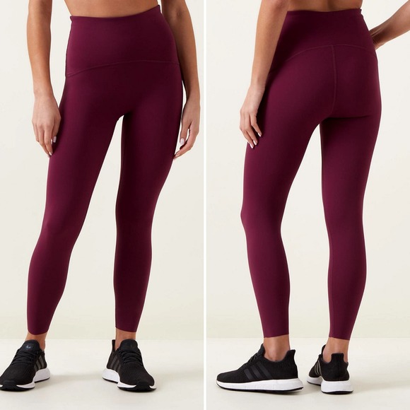 SPANX Pants - SPANX Booty Boost Active 7/8 Leggings Size Medium Maroon Purple Gym Workout